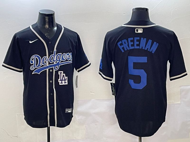 Men Los Angeles Dodgers #5 Freeman Black Fashion Game 2025 Nike MLB Jersey style 4